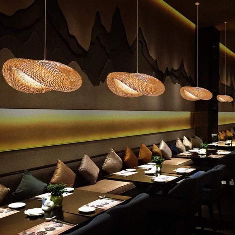 ZenBamboo LED Hanging Lamp Bamboo Spheres for Bedroom