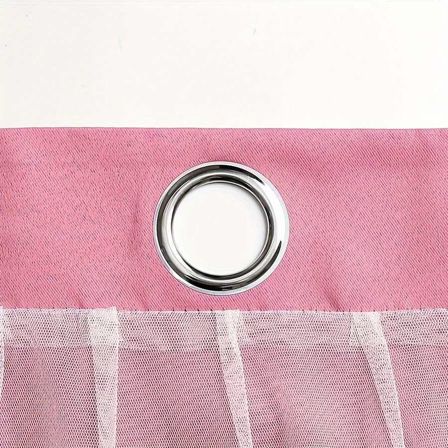 Juego de 2 piezas de cortinas dobles románticas de doble capa - Semi-opacas, protección de privacidad