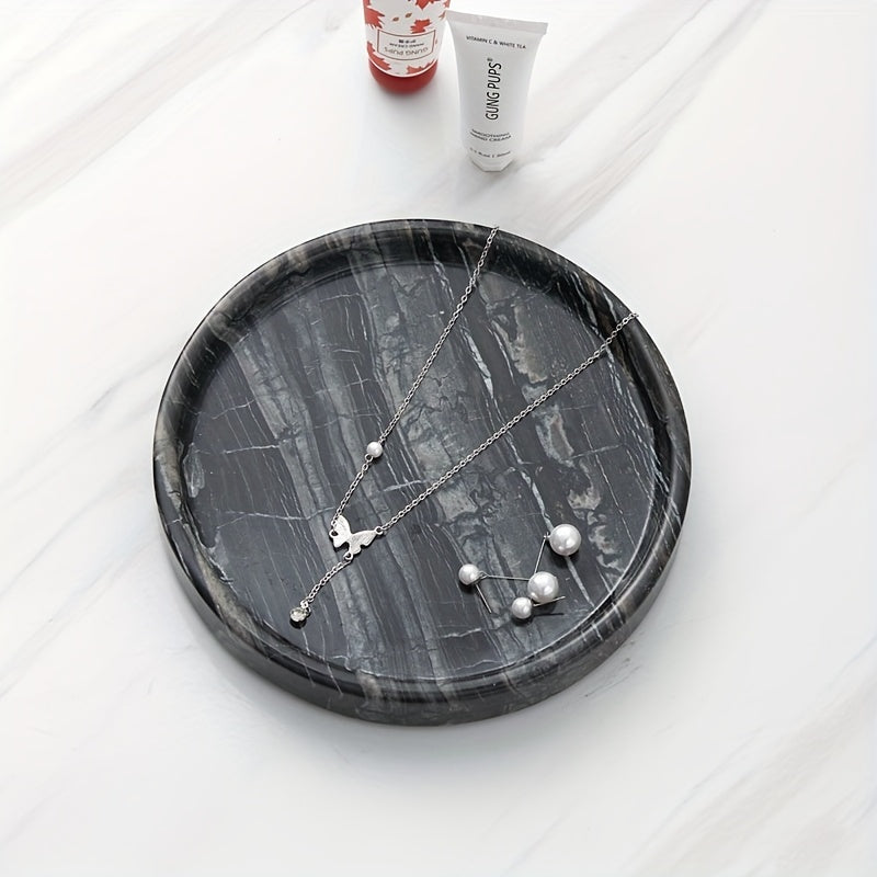 MarbleTray - Vassoio Rotondo in Marmo 8 Pollici | Lucidato per Decorazione e Conservazione