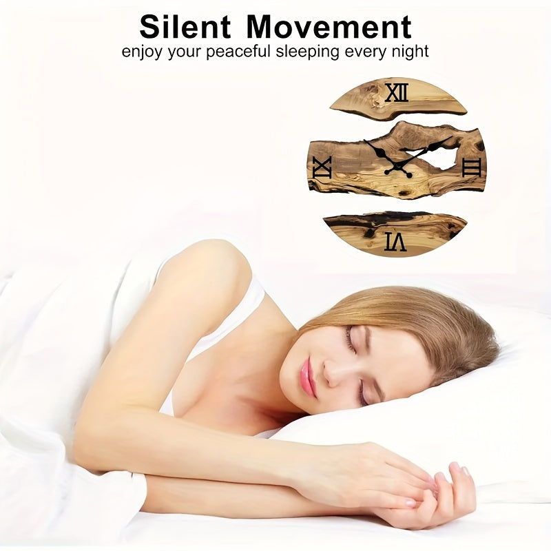 RustiqueClock - Reloj de pared acrílico silencioso con vetas de madera