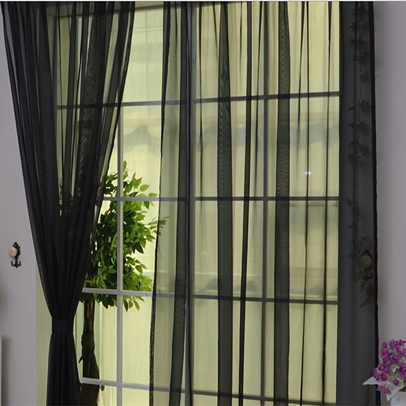 2 Piezas Cortinas de Voile de Flores - 200cm x 100cm Paneles Transparentes para Ventanas con Ojales, Ligero y Lavable