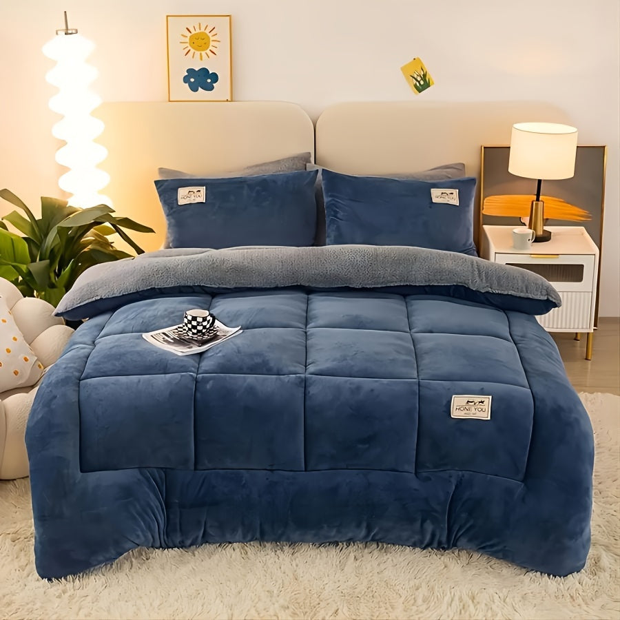 1pc Lussuoso Piumone Fluffy, Stile Contemporaneo, Extra Spesso Pile Biancheria da Letto Autunno-Inverno, Antistatico, Leggero ma Caldo