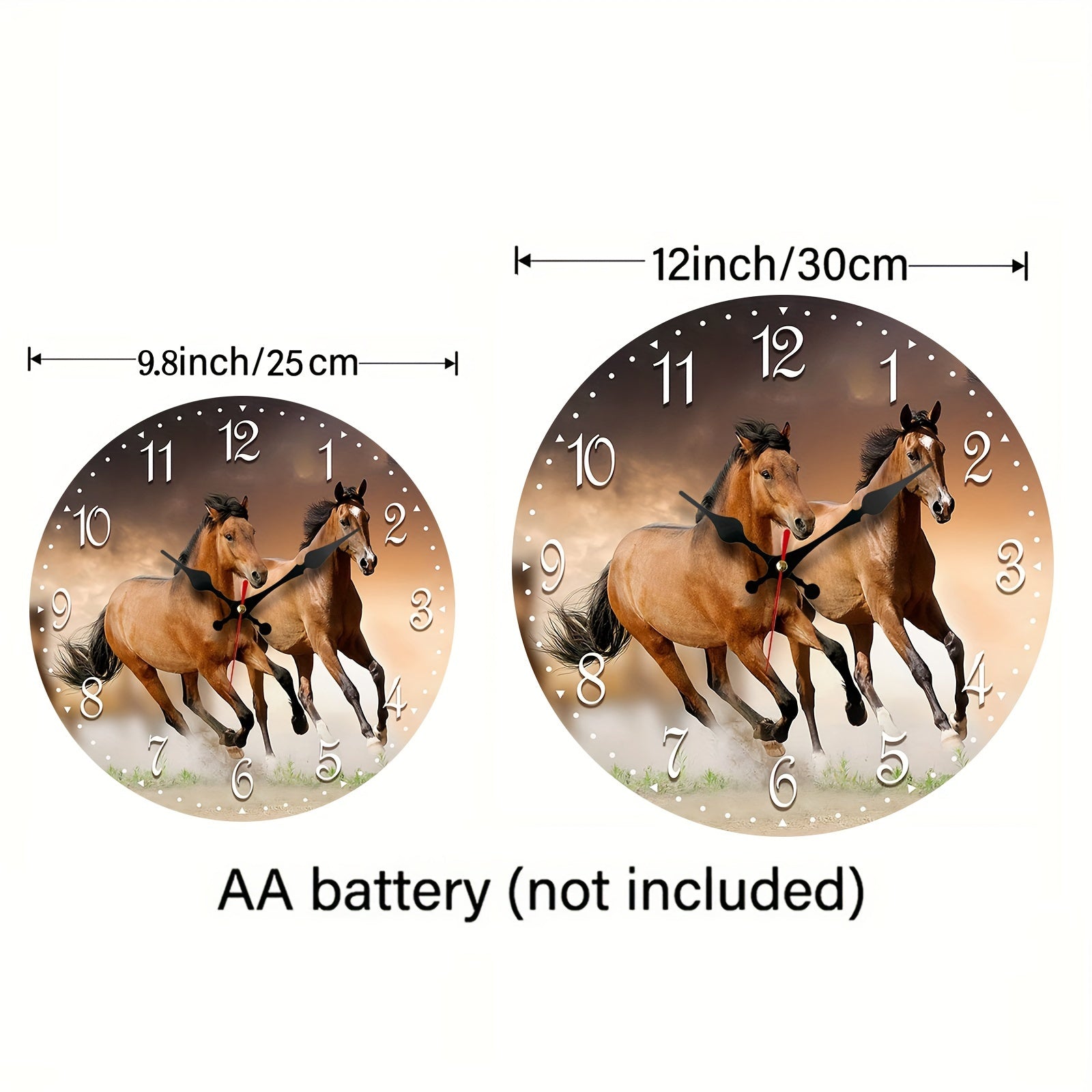 GallopTime - Reloj de pared silencioso con diseño de caballo galopante