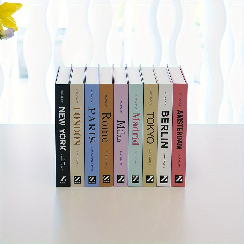 Set classico di fermalibri con 3 libri finti - Elegante decorazione per mensole