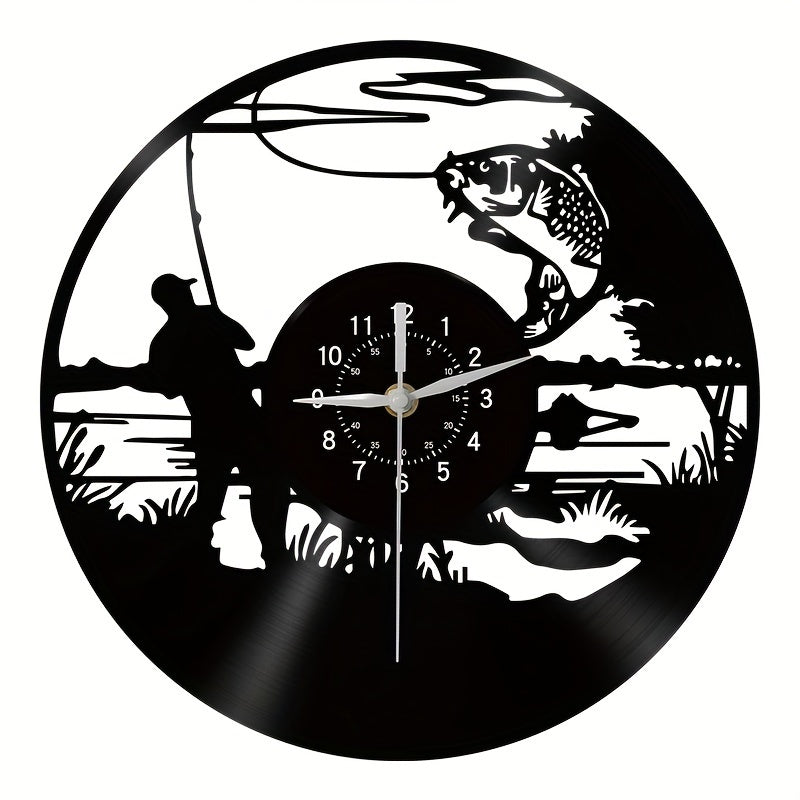 VinylCatch - Reloj de Pared de Pesca Vintage