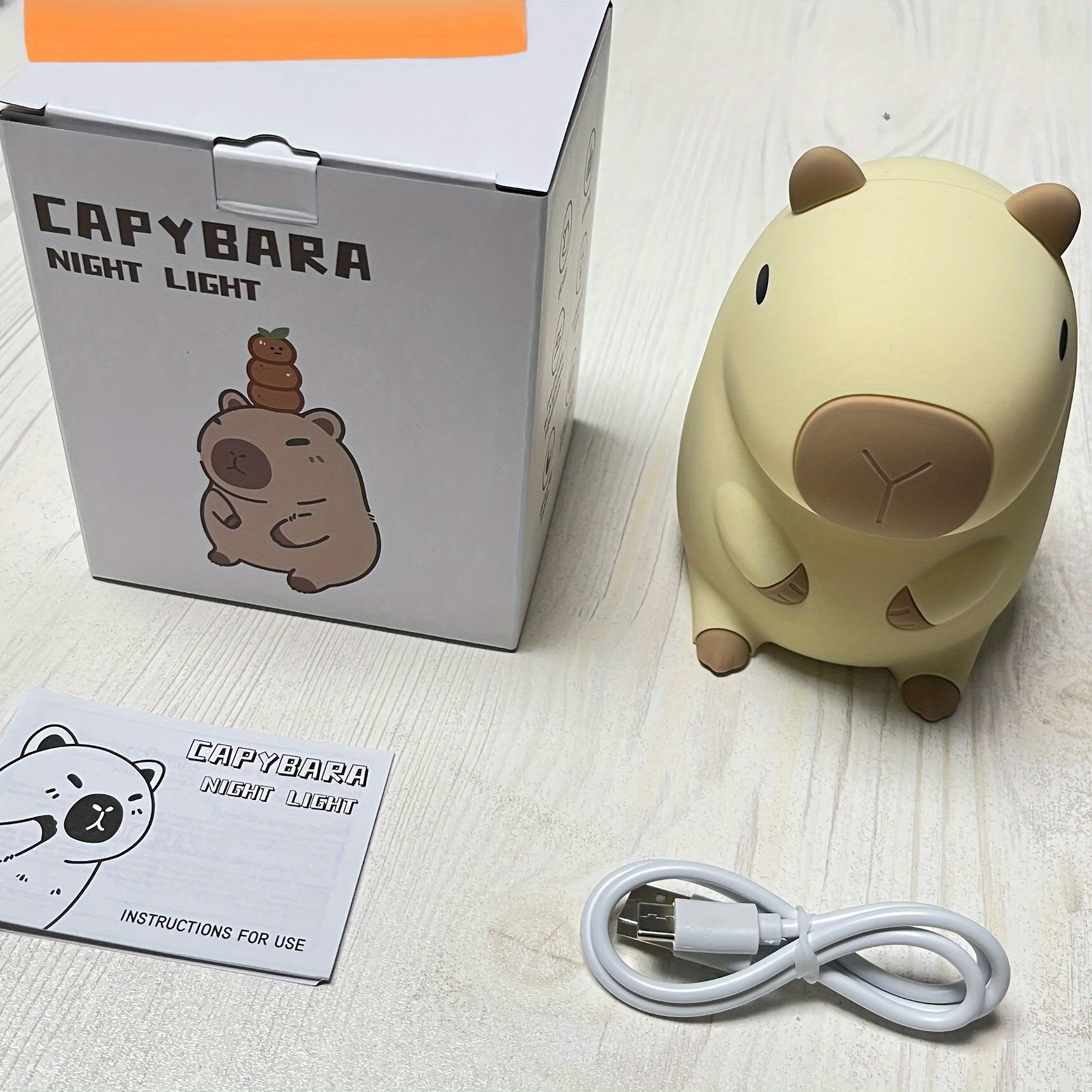 CapyGlow - Lámpara nocturna de capibara adorable con luz de silicona recargable por USB