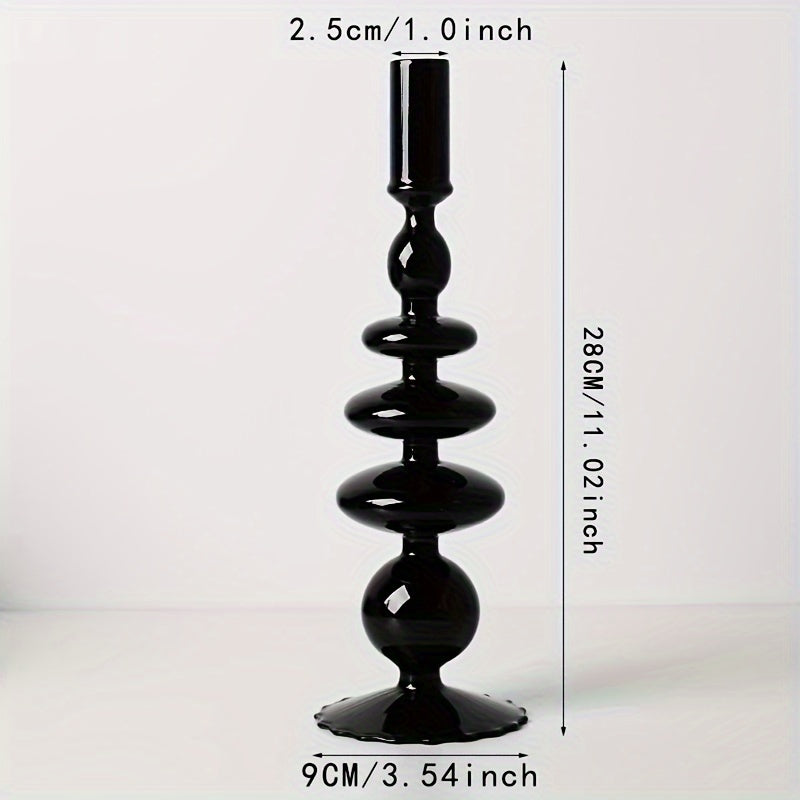 1pc Juego de Candelabros de Vidrio Creativos y Minimalistas - Jarrón de Vidrio Lacado para Decoración de Mesa en Sala de Estar, Comedor y Cena Romántica