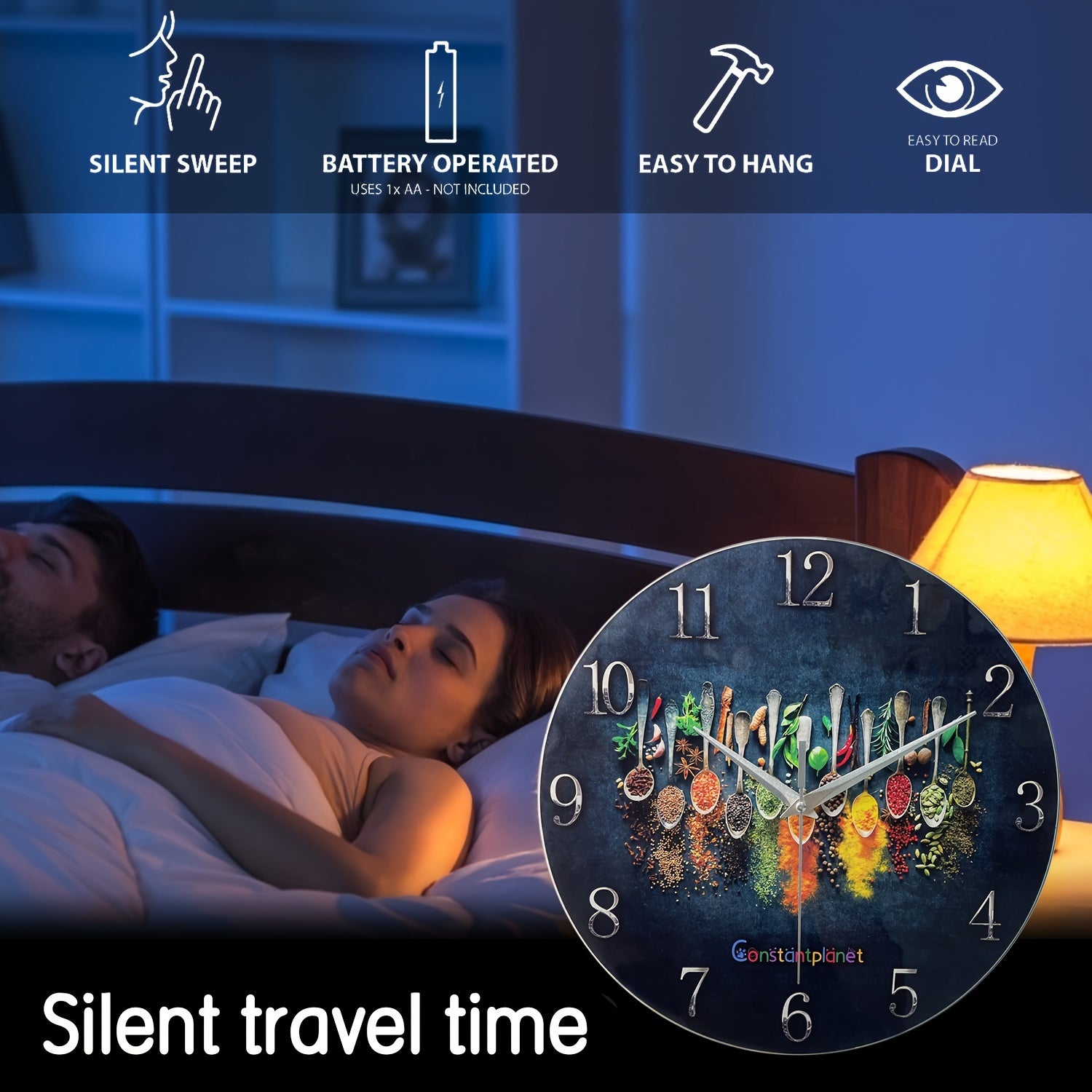 SpiceTime - Luxury Silent Wall Clock with Herb Pattern