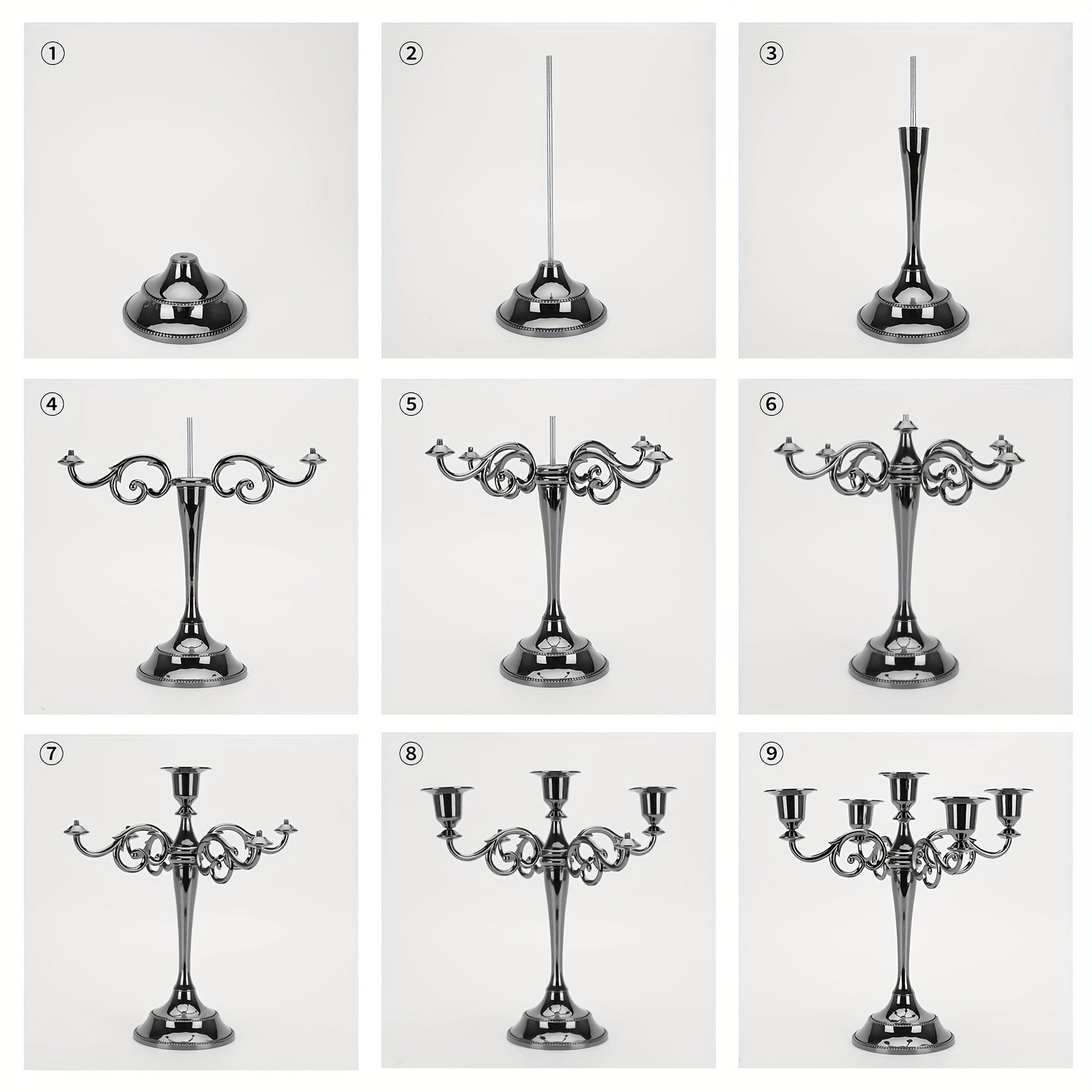 Vintage Zwarte Kandelaar met Vijf Armen - Ideaal voor Feestelijke Decoraties