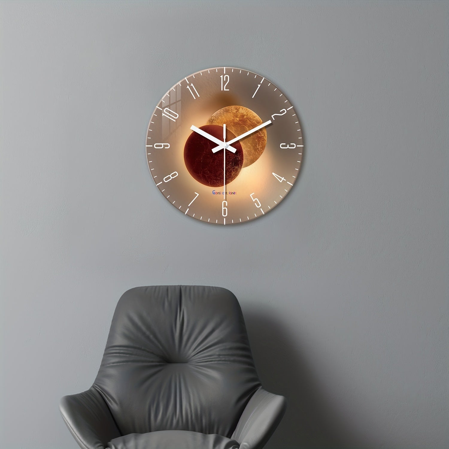 CosmicLight - Reloj de pared redondo silencioso con diseño de planeta