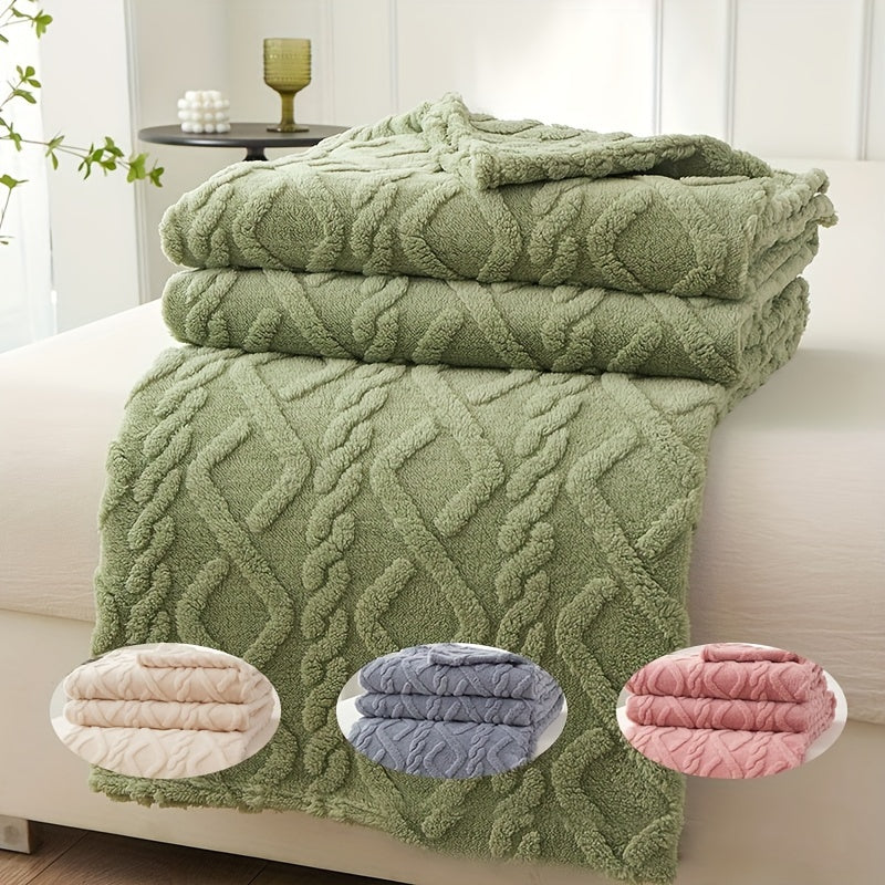 Lamb Fleece Blanket - Soft Warm Multifunctional Flannel Blanket for Bed, Couch, and Travel