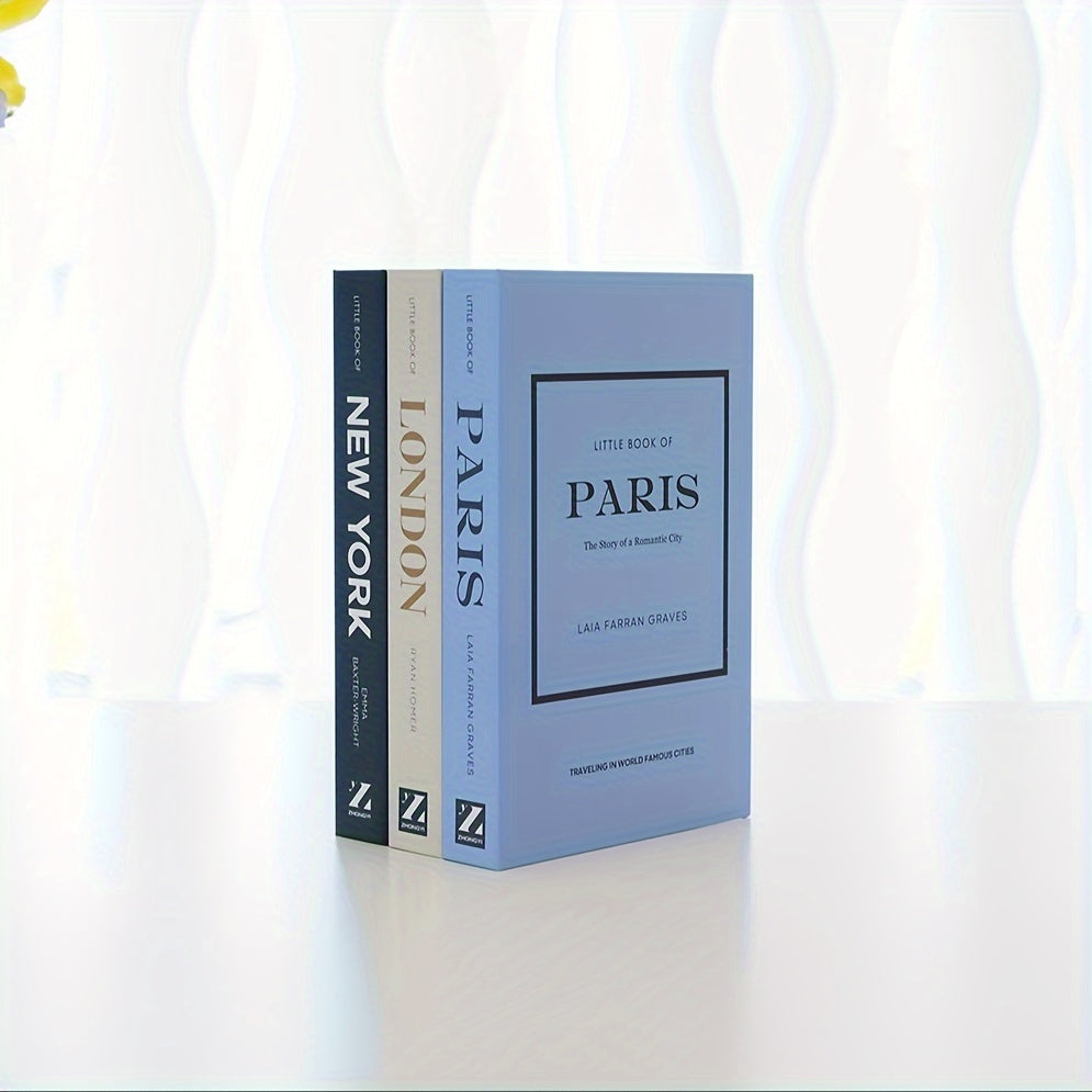 Set classico di fermalibri con 3 libri finti - Elegante decorazione per mensole