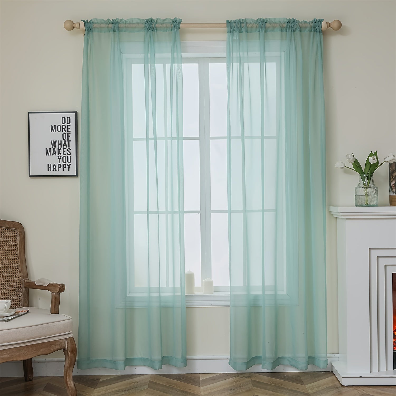 Cortinas semitransparentes - Paquete de 2 cortinas ligeras y transpirables de poliéster para dormitorio y puertas de terraza