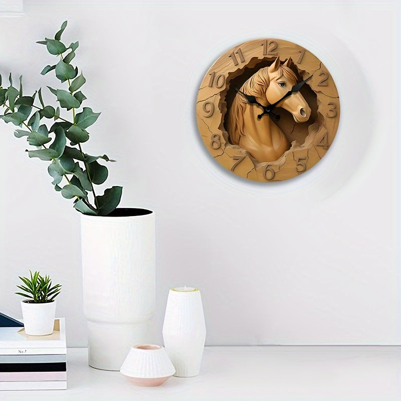 EquineElegance - Wooden Carved Silent Wall Clock