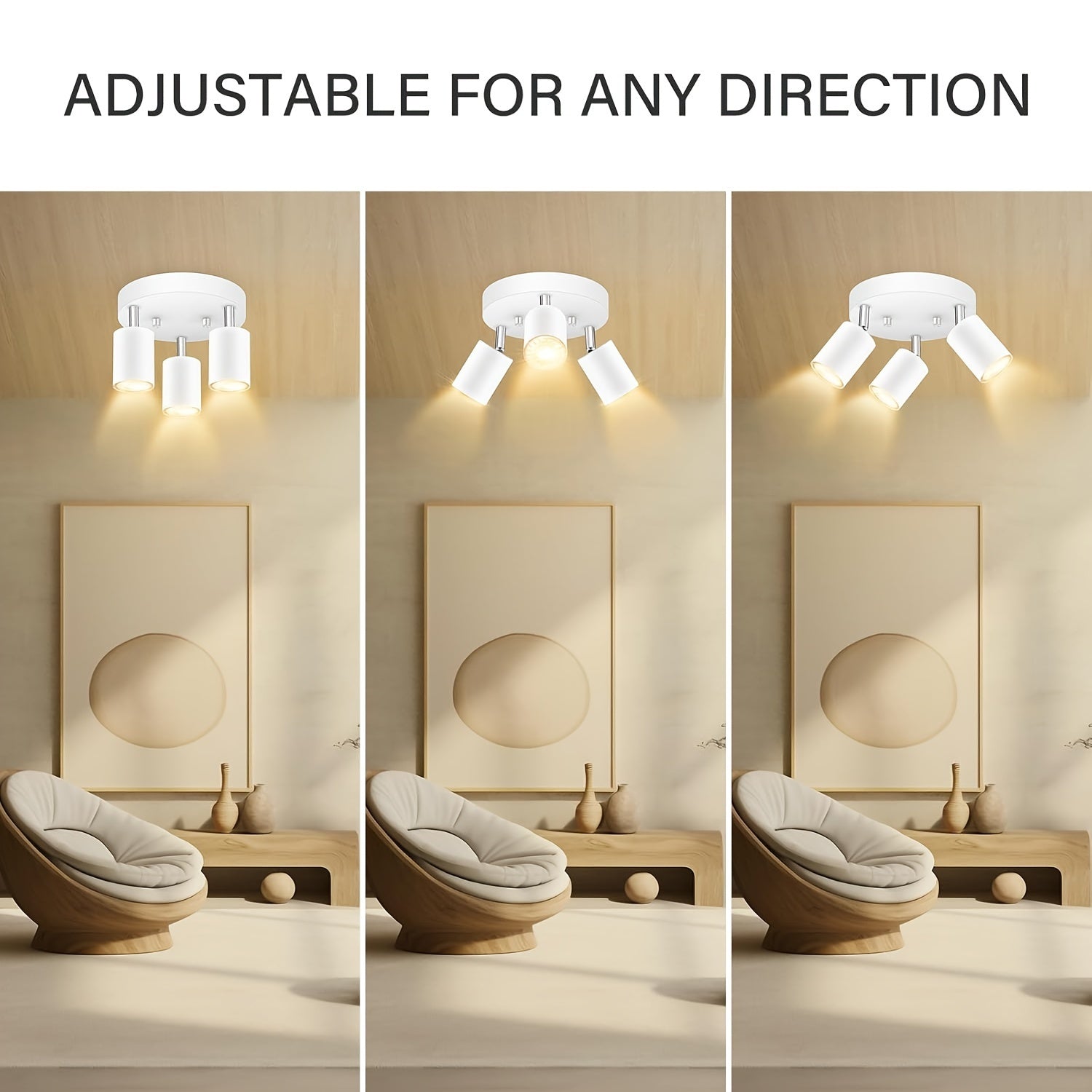 FlexiLight - Plafoniera con 3 luci e teste orientabili, base GU10