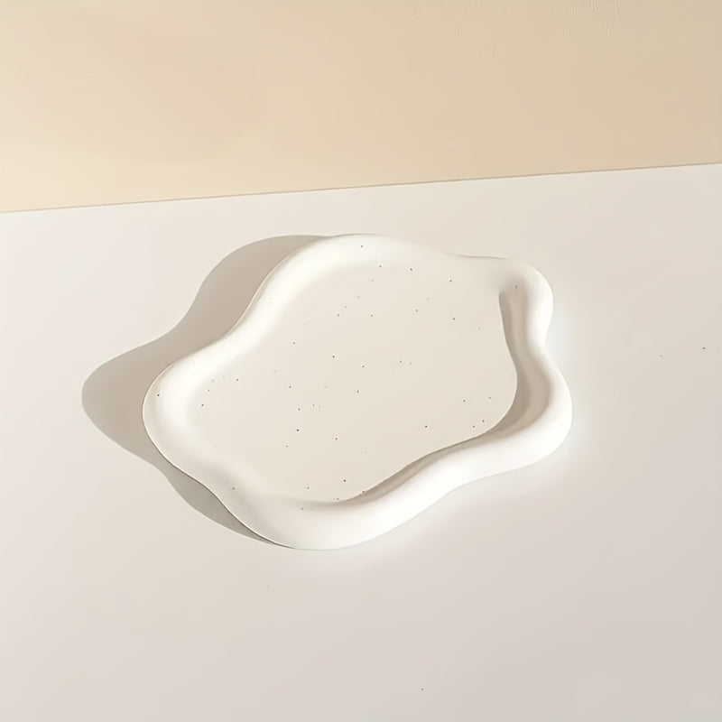 CloudTray - Vassoio decorativo in ceramica a forma di nuvola bianca | Per anelli e orecchini