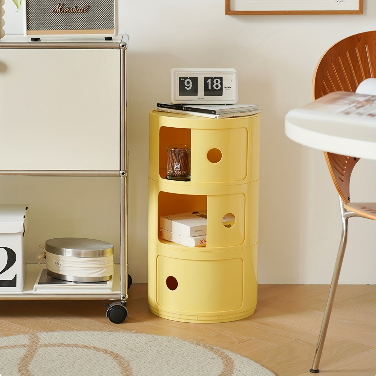 Comodino Rotondo – Mobiletto Bianco per Riporre