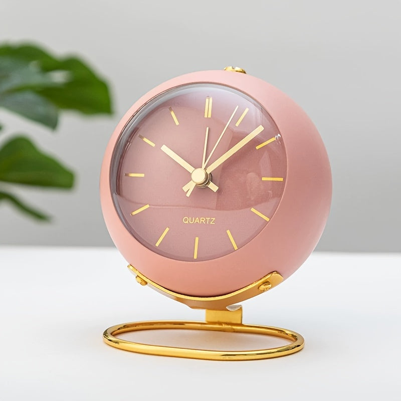 Retro Analog Alarm Clock - Silent Non-Ticking Metal Night Clock
