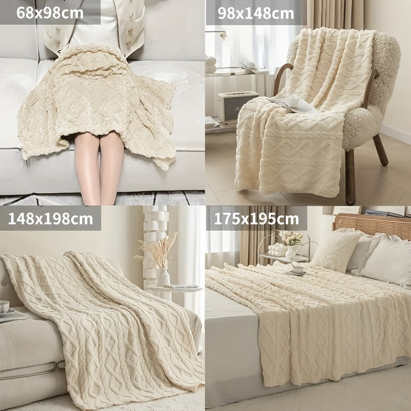 Lamb Fleece Blanket - Soft Warm Multifunctional Flannel Blanket for Bed, Couch, and Travel