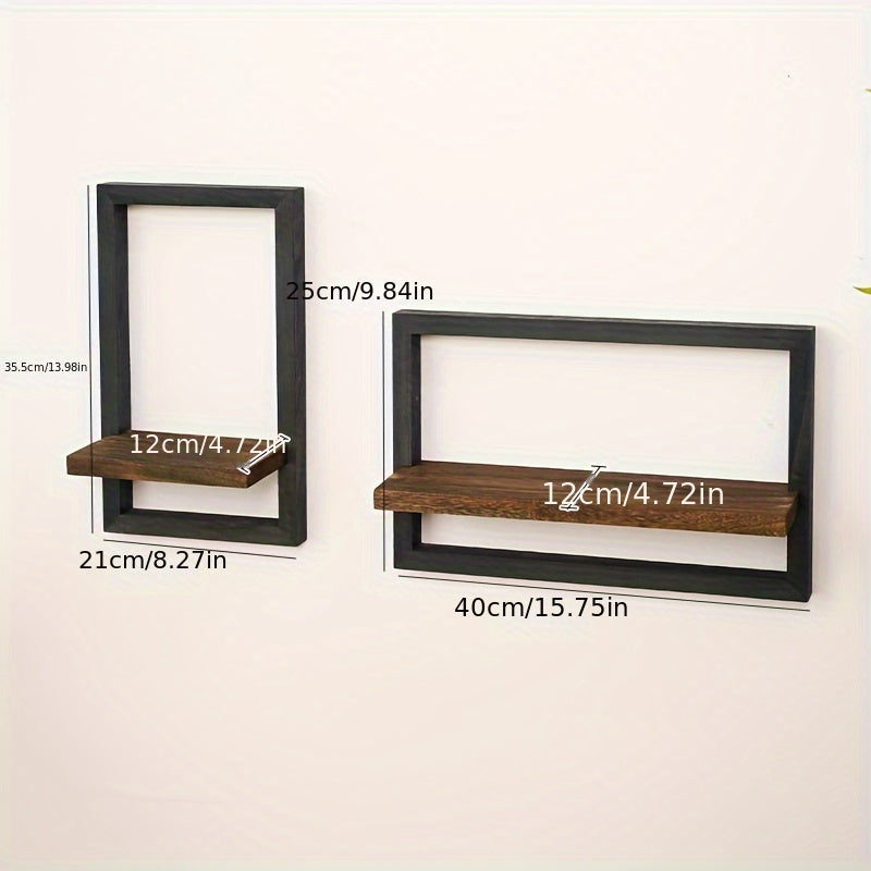 VintageDisplay - Houten Wandplank - Zwart & Bruin voor Foto’s en Decoratie