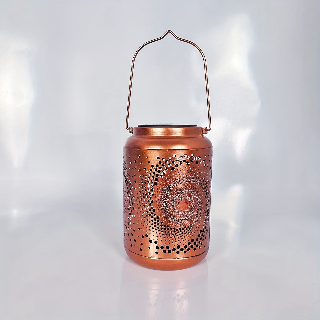 Solar Lantern - Hanging Solar Lanterns for Outdoors, Hollow Metal LED Lamps