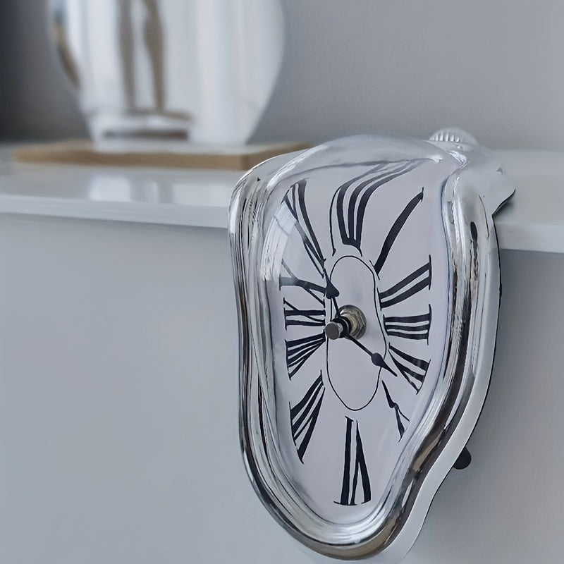 Reloj de Pared Romano Curvado Surrealista - Elegante Reloj Derritiéndose para Decoración del Hogar