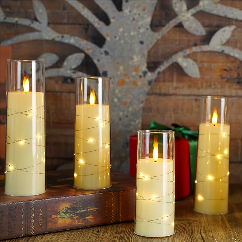 Set di 3 Candele LED Romantiche con Telecomando - Luminosità Regolabile e Funzione Timer, Ideali per Feste, Matrimoni e Decorazioni per Hotel
