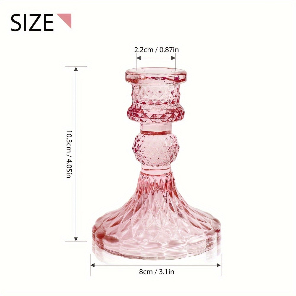 Roze Kristallen Kaarshouders - Romantische Decoratie voor Kerst en Feestdagen