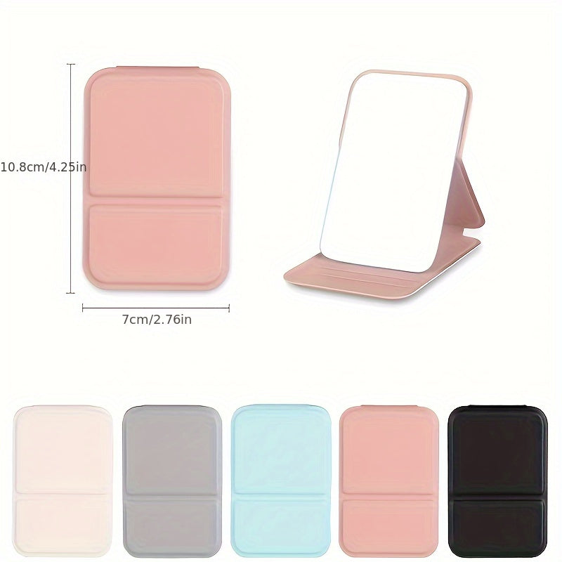 Opvouwbare PU Lederen Make-up Spiegel – Draagbare Zakspiegel, Compact Voor Reizen en Dagelijks Gebruik