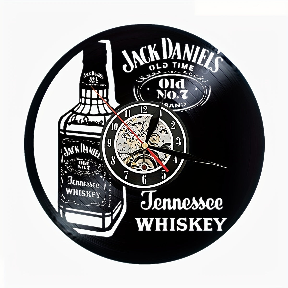 Reloj de pared de disco de vinilo - Tema whisky, estilo, para decoración de sala de estar y oficina