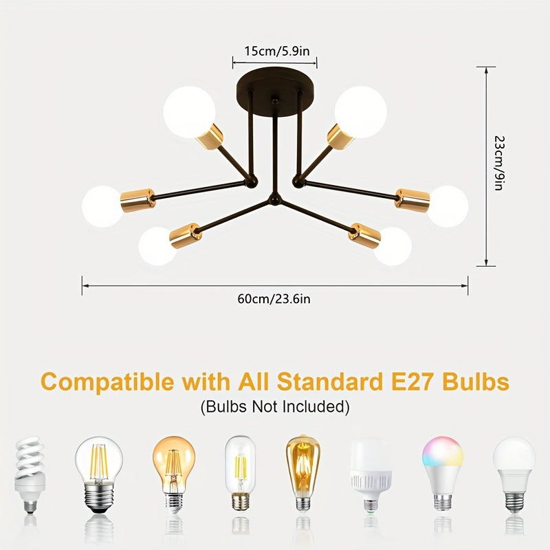 RetroLicht - Industriële 6-kops Plafondlamp