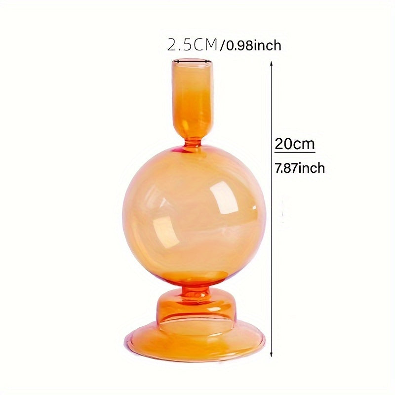 1pc Juego de Candelabros de Vidrio Creativos y Minimalistas - Jarrón de Vidrio Lacado para Decoración de Mesa en Sala de Estar, Comedor y Cena Romántica