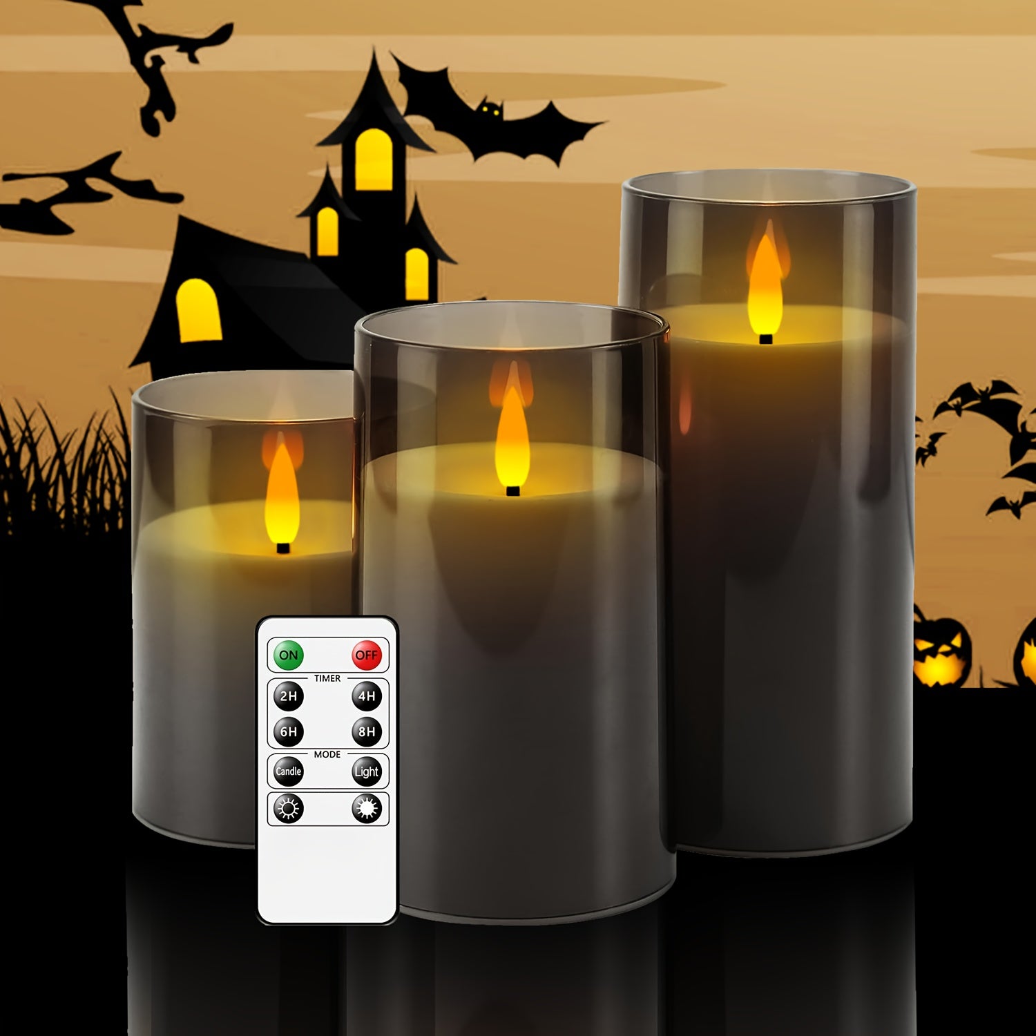 Candela LED senza fiamma con telecomando – Grigio