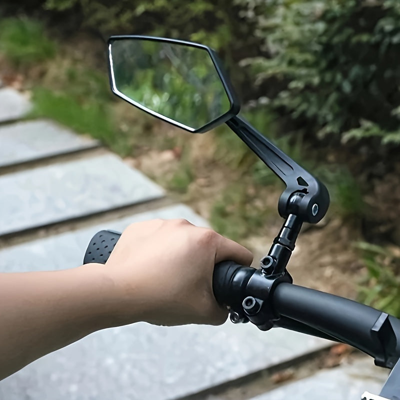Juego de 2 espejos para bicicleta giratorios 360° – ajuste universal, amplia visibilidad, construcción duradera de ABS, lente plana