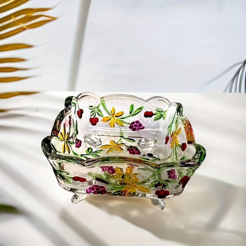 GlasSchalen - Handgemaakte Glazen Fruitschaal met Bloemenontwerp