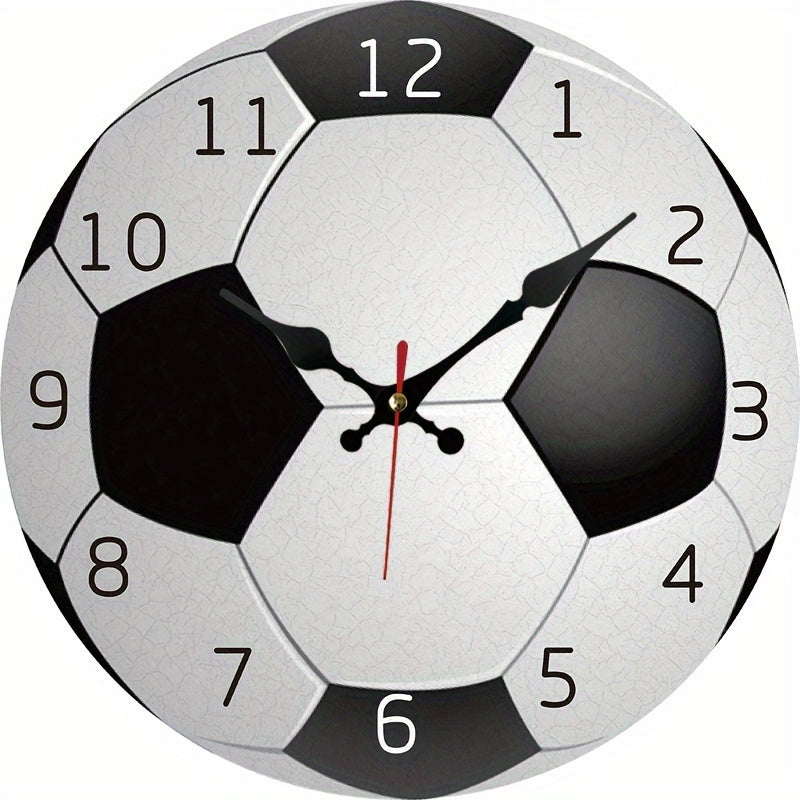 Wooden Wall Clock with Soccer Design - Silent Clock for Living Room and Bedroom
