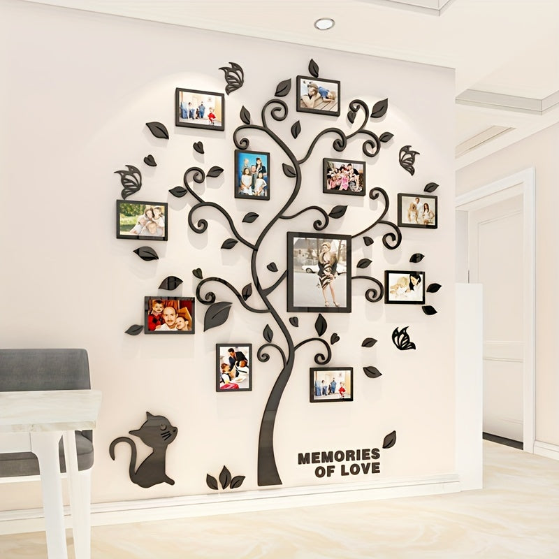 1 Set Acrylic Photo Frame Wall Decoration - 3D Creative Photo Tree for Family & Pets, Self-Adhesive Wall Sticker for Living Room, Hall, Porch, Share Special Memories