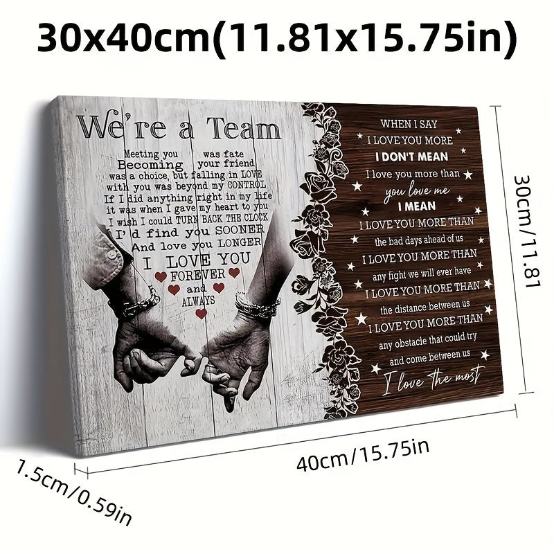 Wooden With Frame Personalized Couple Canvas, I Love You Couple Gift, Meeting You Was Destiny Canvas, Gift For Beloved Birthday Anniversary Couple Canvas