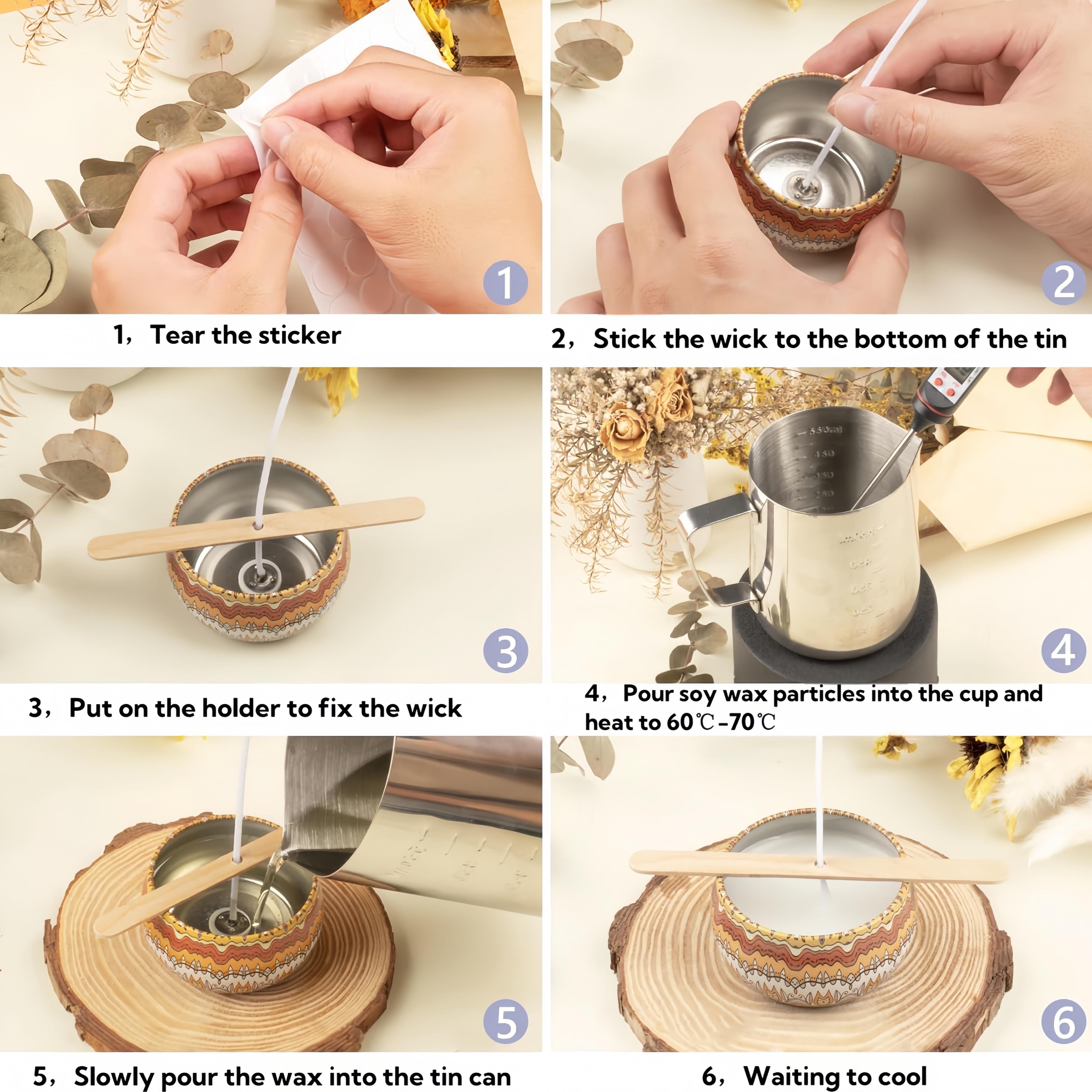 Set per la creazione di candele di soia – 453,59g/907,18g di cera di soia naturale, inclusi stoppini di cotone, pentolino per sciogliere e accessori