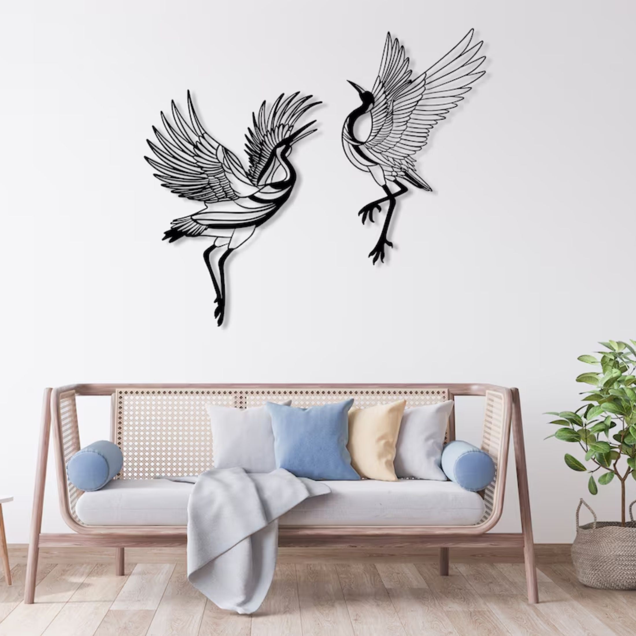 CraneArt - 2-delige Metalen Kraan Muurkunst Set