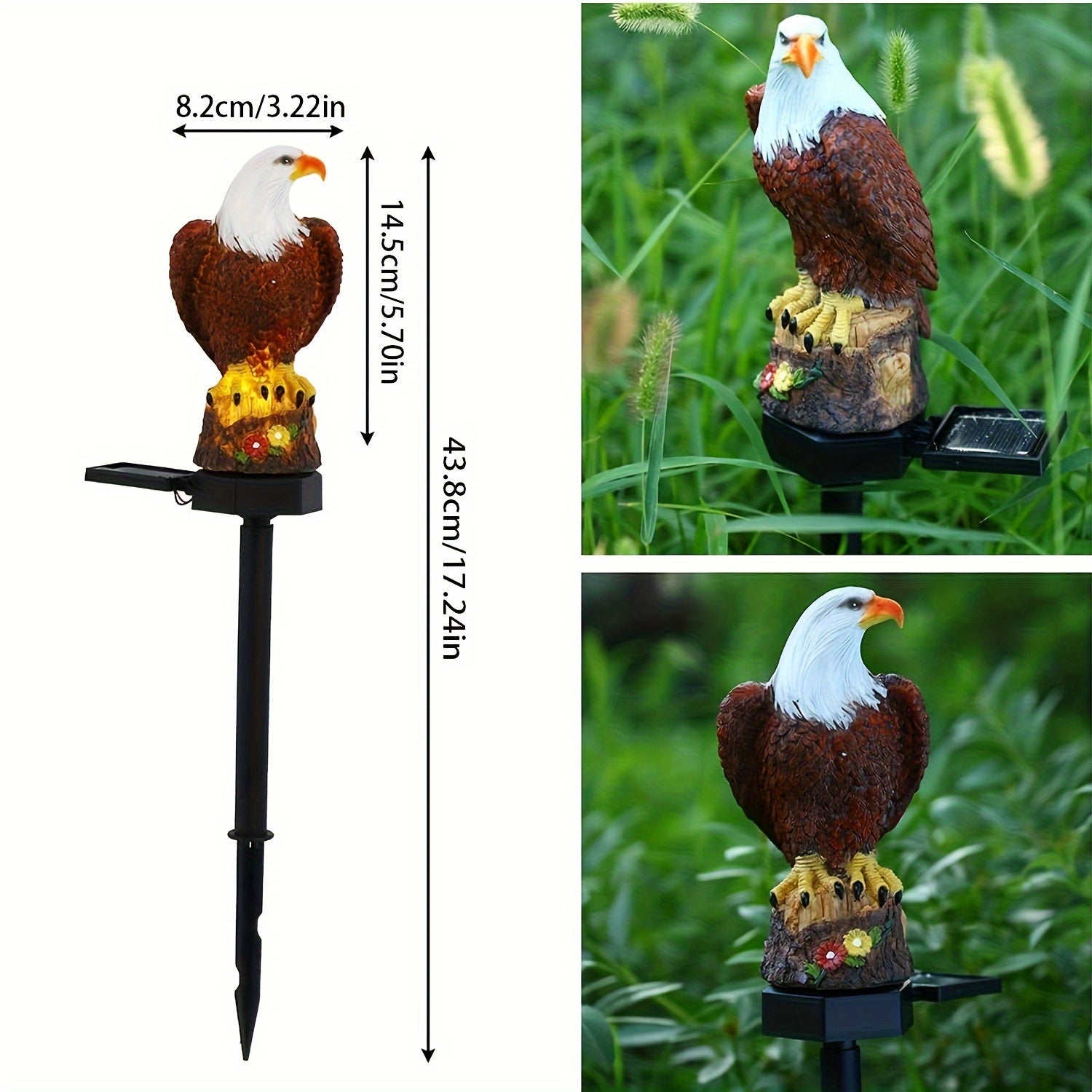 SolarGlow - Decorative Eagle Solar Garden Lamp, Bright LED for Patio & Lawn