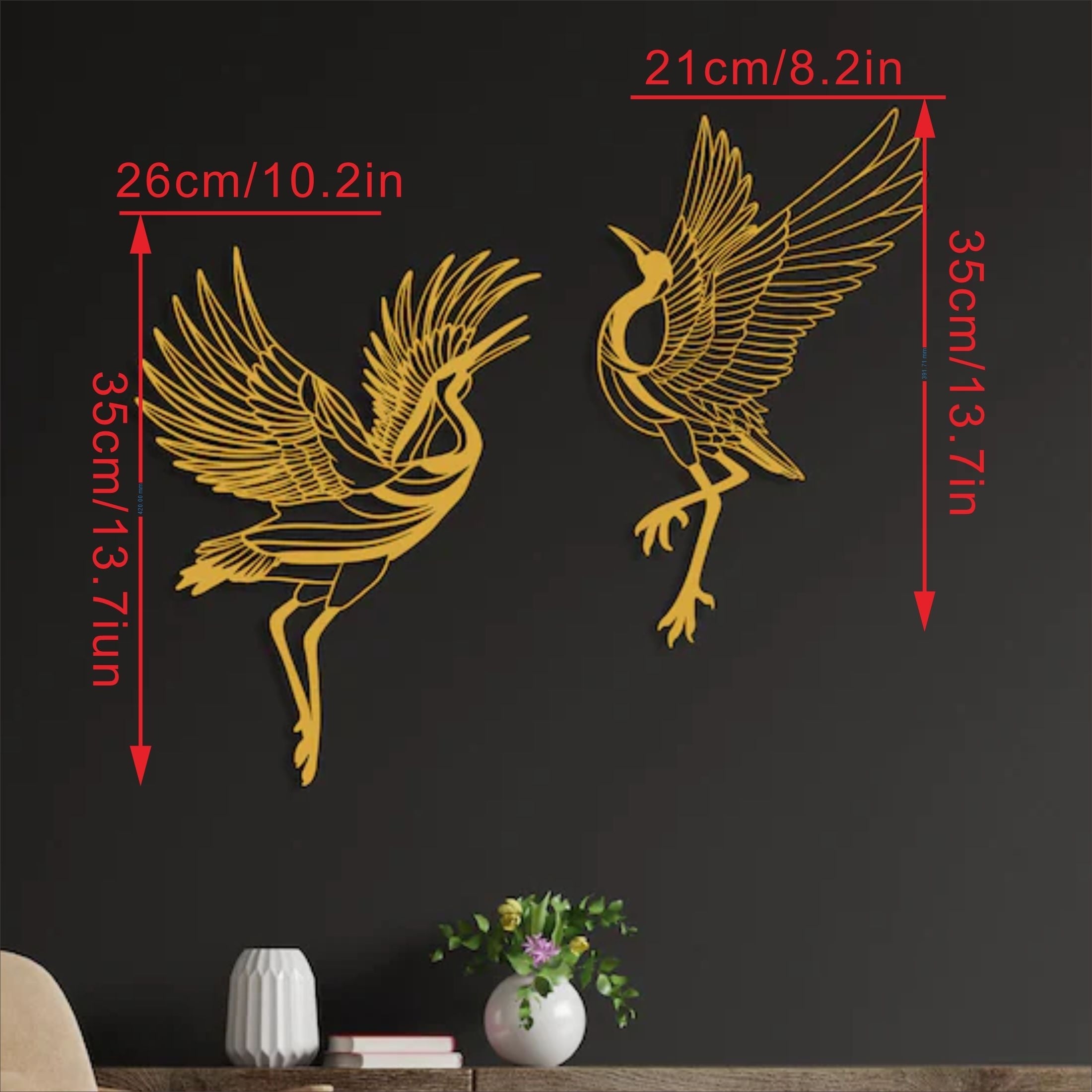 CraneArt - 2-delige Metalen Kraan Muurkunst Set