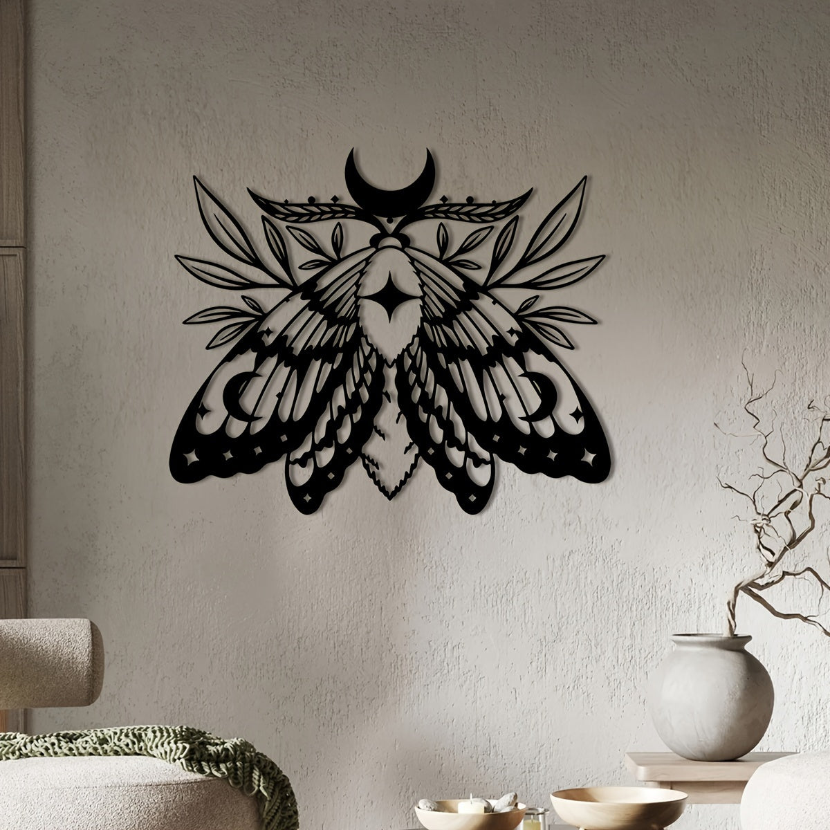 LunaMoth - Bohemian Metalen Wandkunst