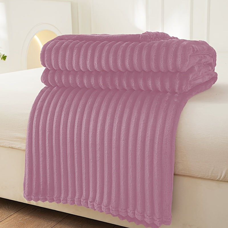 Thickened Striped Plush Blanket - Soft and Skin-friendly Sofa Blanket, Multi-functional Nap Blanket