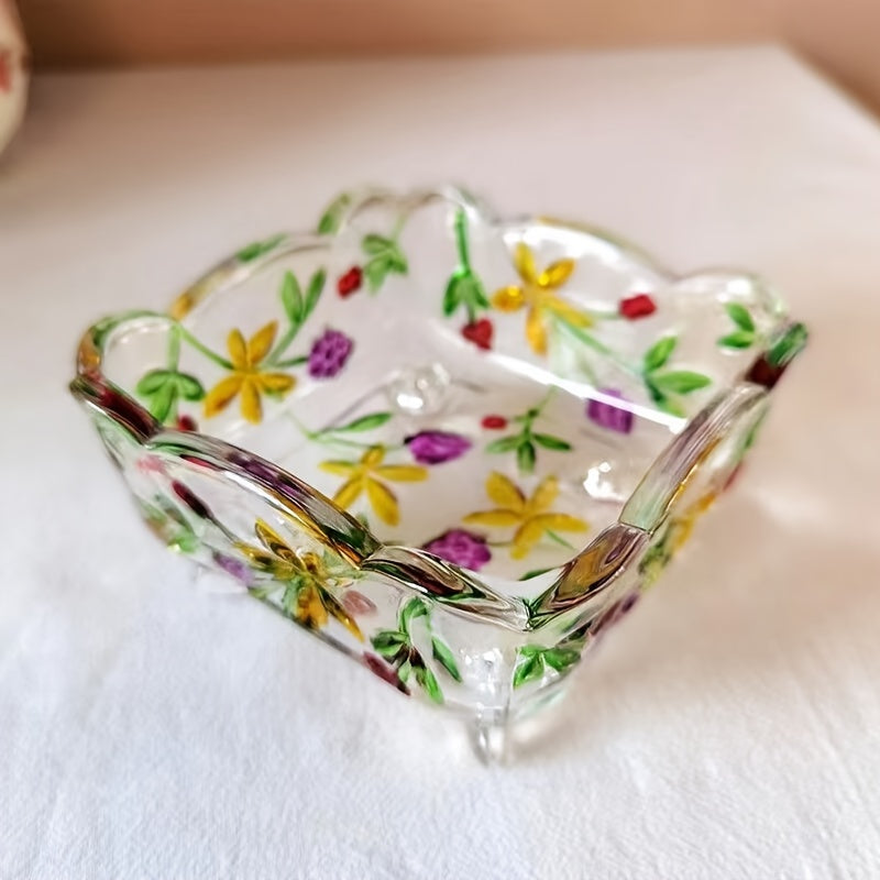 GlasSchalen - Handgemaakte Glazen Fruitschaal met Bloemenontwerp