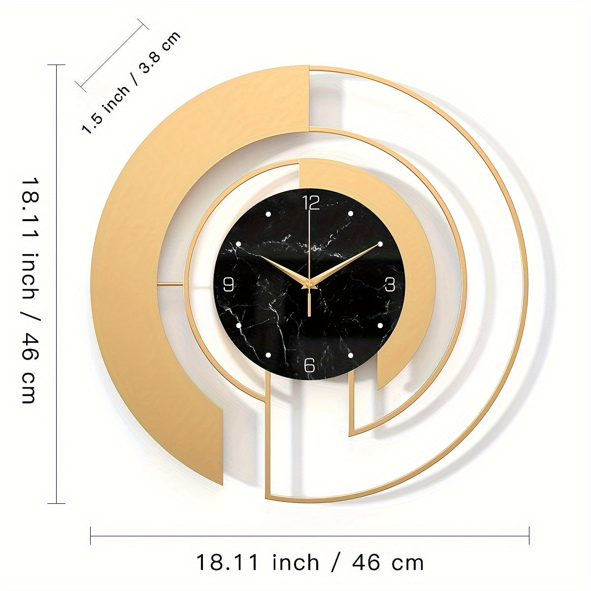GeoGold - Reloj de Pared Dorado Moderno con Diseño Geométrico Elegante