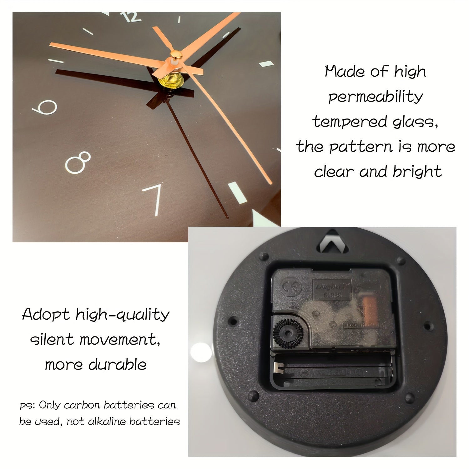 FloralTime - Reloj de Pared Cuadrado Silencioso con Patrón de Flores