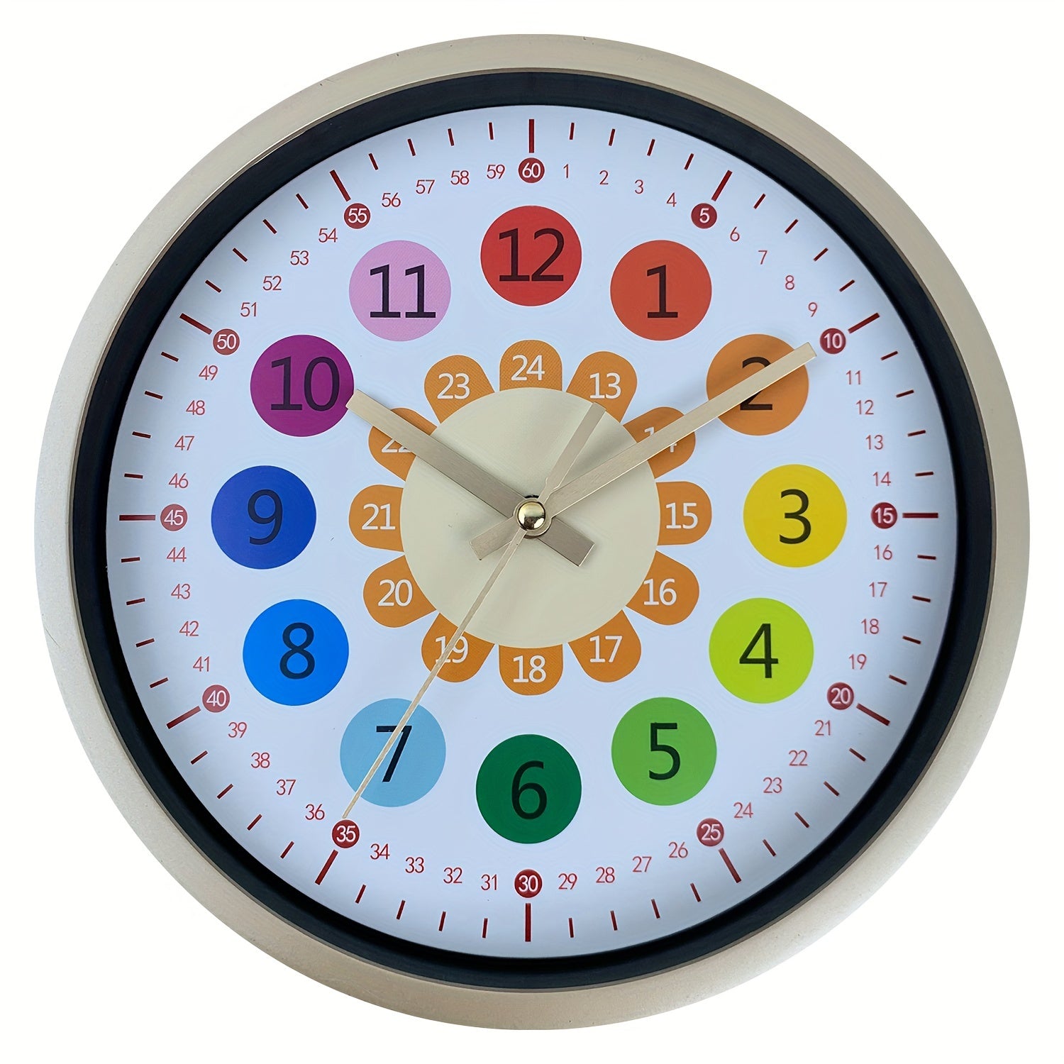 8-inch Kunststof Wandklok - Zonnebloem Ontwerp, Stille Klok