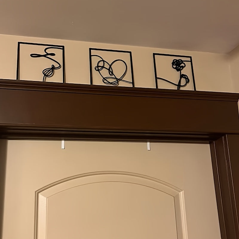 LoveLine - Moderne Metalen Liefdesthema Muursculptuur Set