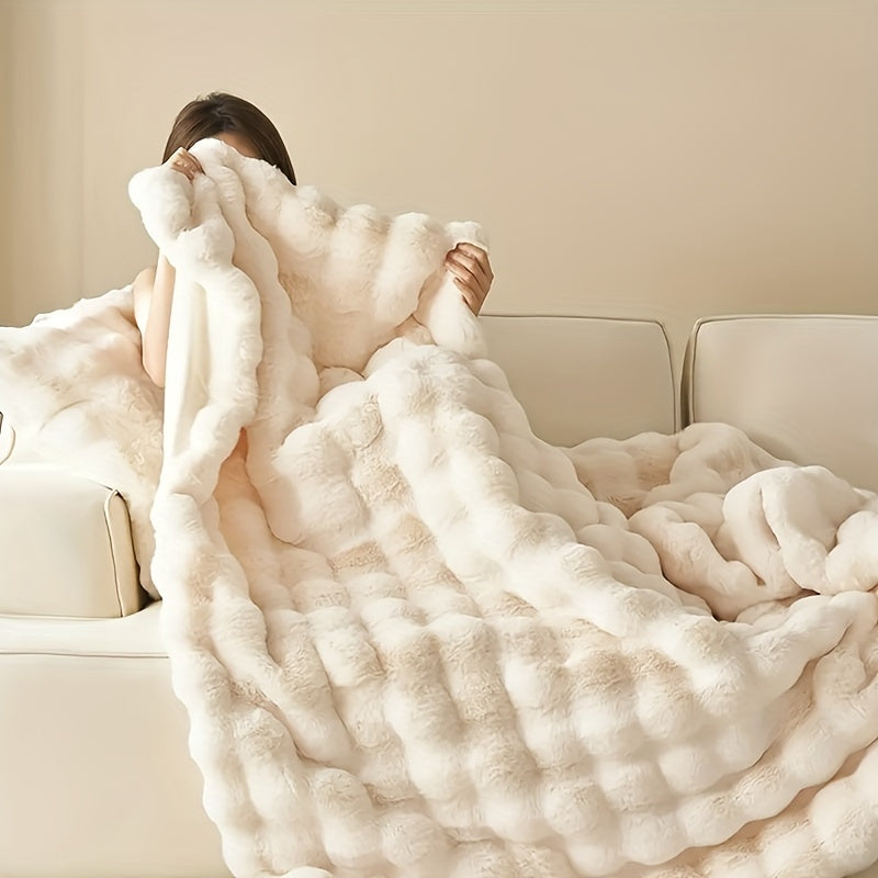 Rabbit Fleece Blanket - Soft Warm Blanket for Couch, Bed, Office, and Travel - Hypoallergenic and Tear-Resistant